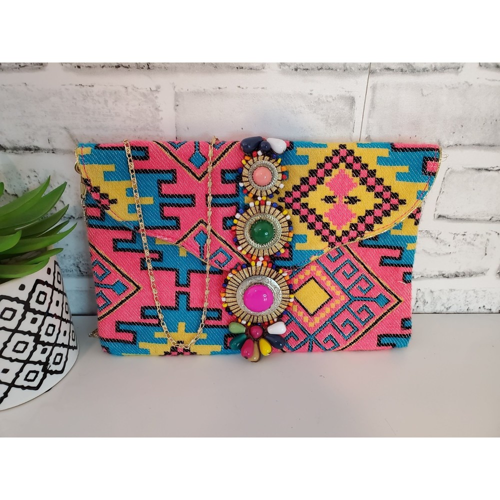 Steve Madden Pink Tribal Zada Clutch Shoulder Bag